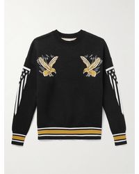 Rhude - Logo-embroidered Intarsia Cotton And Cashmere-blend Sweater - Lyst