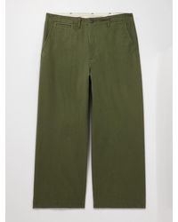 Beams Plus - Wide-Leg Herringbone Cotton-Twill Trousers - Lyst