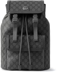 Gucci - Ophidia Leather-trimmed Monogrammed Coated-canvas Backpack - Lyst