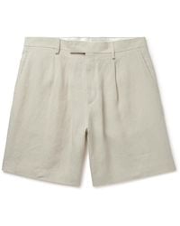 Lardini - Straight-leg Pleated Linen Shorts - Lyst