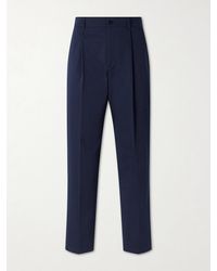 Valentino Garavani - Vlogo Straight-Leg Pleated Cotton-Gabardine Trousers - Lyst