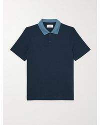 MR P. - Two-Tone Stretch-Linen And Cotton-Blend Jersey Polo Shirt - Lyst