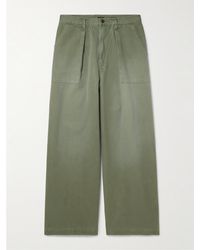 Kapital - Fatigue Wide-leg Pleated Cotton-herringbone Trousers - Lyst