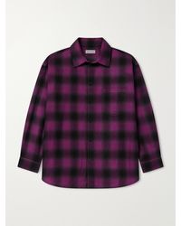 Balenciaga - Logo-Debossed Checked Wool-Blend Flannel Overshirt - Lyst