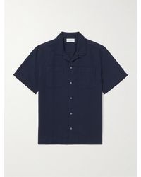 MR P. - Michael Convertible-collar Garment-dyed Cotton And Linen-blend Twill Shirt - Lyst