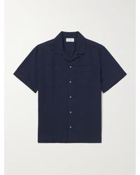 MR P. - Michael Hemd aus Twill aus einer Baumwoll-Leinenmischung mit wandelbarem Kragen in Stückfärbung - Lyst