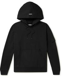 Neighborhood Canvas-trimmed Logo-embroidered Cotton-jersey Hoodie - Black