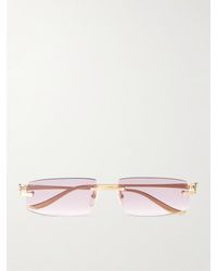 Cartier - Panthère Rimless Rectangular-frame Gold-tone Sunglasses - Lyst