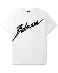 Balmain - Logo-flocked Cotton-jersey T-shirt - Lyst