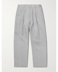 NN07 - Kay 1455 Straight-Leg Pleated Pinstriped Linen Trousers - Lyst