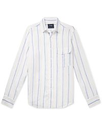 Drake's - Striped Linen Shirt - Lyst
