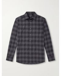 ZEGNA - Checked Cotton And Cashmere-Blend Shirt - Lyst