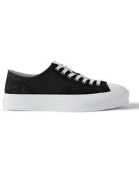 Givenchy - City Logo-debossed Leather And Suede-trimmed Canvas Sneakers - Lyst