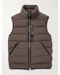 Tom Ford - Slim-fit Full-grain Leather-trimmed Quilted Stretch-shell Down Gilet - Lyst