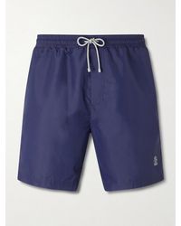Brunello Cucinelli - Straight-Leg Mid-Length Logo-Embroidered Swim Shorts - Lyst