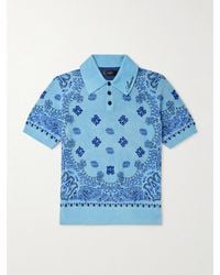 Amiri - Logo-embroidered Paisley-jacquard Fleece Polo Shirt - Lyst