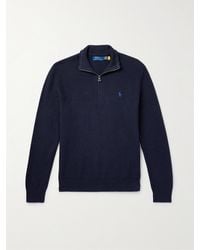 Polo Ralph Lauren - Logo-embroidered Honeycomb-knit Cotton Sweater - Lyst