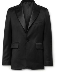 Bode - Silk-Satin Trimmed Wool Barathea Tuxedo Jacket - Lyst