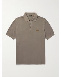ZEGNA - Slim-Fit Cotton-Piqué Polo Shirt - Lyst