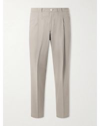 Brunello Cucinelli - Straight-leg Pleated Cotton-twill Trousers - Lyst