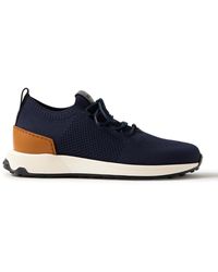 Tod's - Calzino Leather-trimmed Stretch-knit Sneakers - Lyst