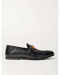 Gucci - Brixton Webbing-trimmed Horsebit Collapsible-heel Leather Loafers - Lyst