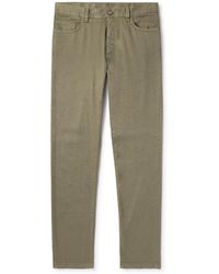 ZEGNA - Roccia Slim-fit Garment-dyed Stretch Linen And Cotton-blend Trousers - Lyst