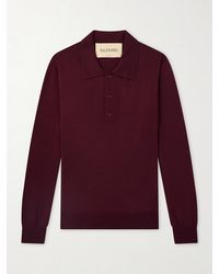 Valentino Garavani - Logo-Embroidered Virgin Wool Polo Shirt - Lyst