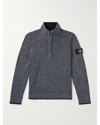 Stone Island - Logo-appliquéd Knitted Cotton Half-zip Sweater - Lyst