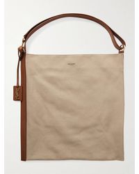 Saint Laurent - Tote aus Canvas mit Lederbesatz - Lyst