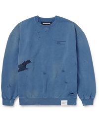 Neighborhood - Savage Logo-embroidered Appliquéd Distressed Cotton-jersey Sweatshirt - Lyst