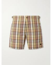 Burberry - Selkirk Straight-Leg Mid-Length Checked Crinkled Swim Shorts - Lyst