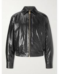 Versace - Padded Snake-Effect Leather Blouson Jacket - Lyst