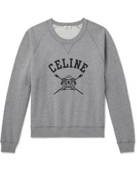 Celine - Cropped Logo-Print Cotton-Jersey Sweatshirt - Lyst