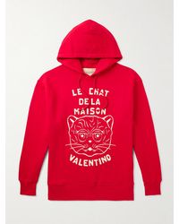 Valentino Garavani - Logo-Print Cotton-Jersey Hoodie - Lyst