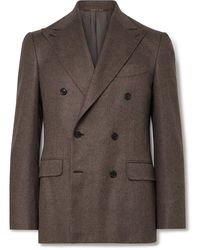 Canali - Double-breasted Brushed Cashmere And Silk-blend Twill Blazer - Lyst