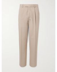 ZEGNA - Straight-Leg Pleated Cotton And Wool-Blend Twill Trousers - Lyst