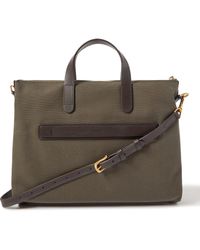 Mismo Leather-trimmed Canvas Briefcase - Green