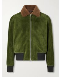 Tom Ford - Shearling-Trimmed Suede Bomber Jacket - Lyst