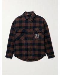 Palm Angels - Logo-embroidered Checked Cotton-twill Overshirt - Lyst