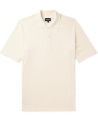 Giorgio Armani - Cotton And Cashmere-blend Piqué Polo Shirt - Lyst