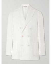 Canali - Double-Breasted Linen And Silk-Blend Suit Jacket - Lyst