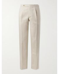 De Petrillo - Slim-fit Pleated Wool-twill Trousers - Lyst
