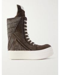 Rick Owens - Mega Geobasket Calf Hair High-Top Sneakers - Lyst