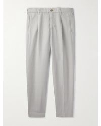Incotex - Tapered Cropped Pleated Chinolino Trousers - Lyst