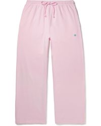 Acne Studios - Wide-leg Logo-embroidered Cotton-jersey Sweatpants - Lyst