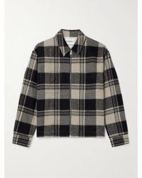 FRAME - Checked Cotton And Wool-blend Flannel Blouson Jacket - Lyst
