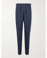 Rubinacci - Manny Slim-fit Tapered Pleated Cotton-twill Trousers - Lyst