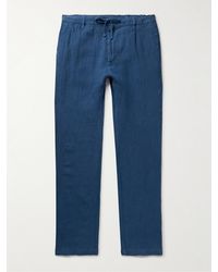 Hartford - Tanker Slim-fit Straight-leg Linen Drawstring Trousers - Lyst