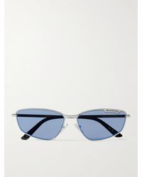 Balenciaga - Cat-eye Silver-tone Sunglasses - Lyst